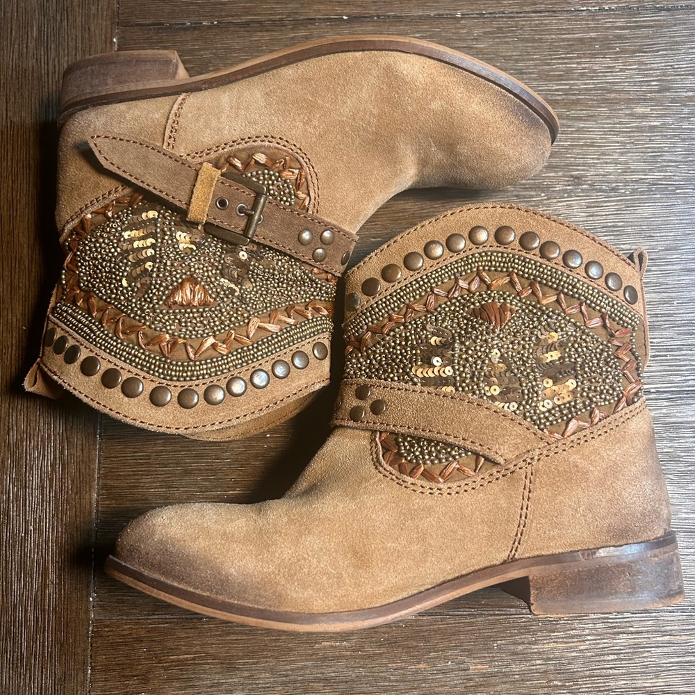 Naughty Monkey Lysander suede leather embellished cowgirl booties size 6.5 - Picture 6 of 15
